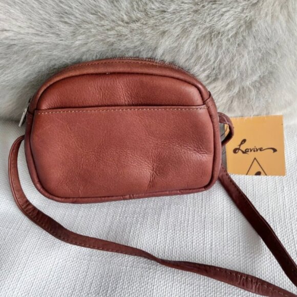 Lavive Colombian Leather Crossbody Small Handbag Cognac Brown Artisan NWT - Picture 2 of 6